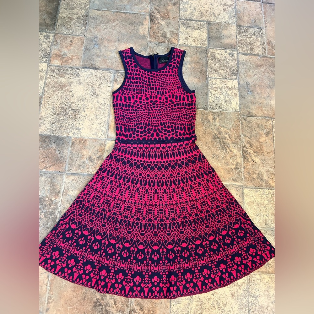 Line patterned knit dress